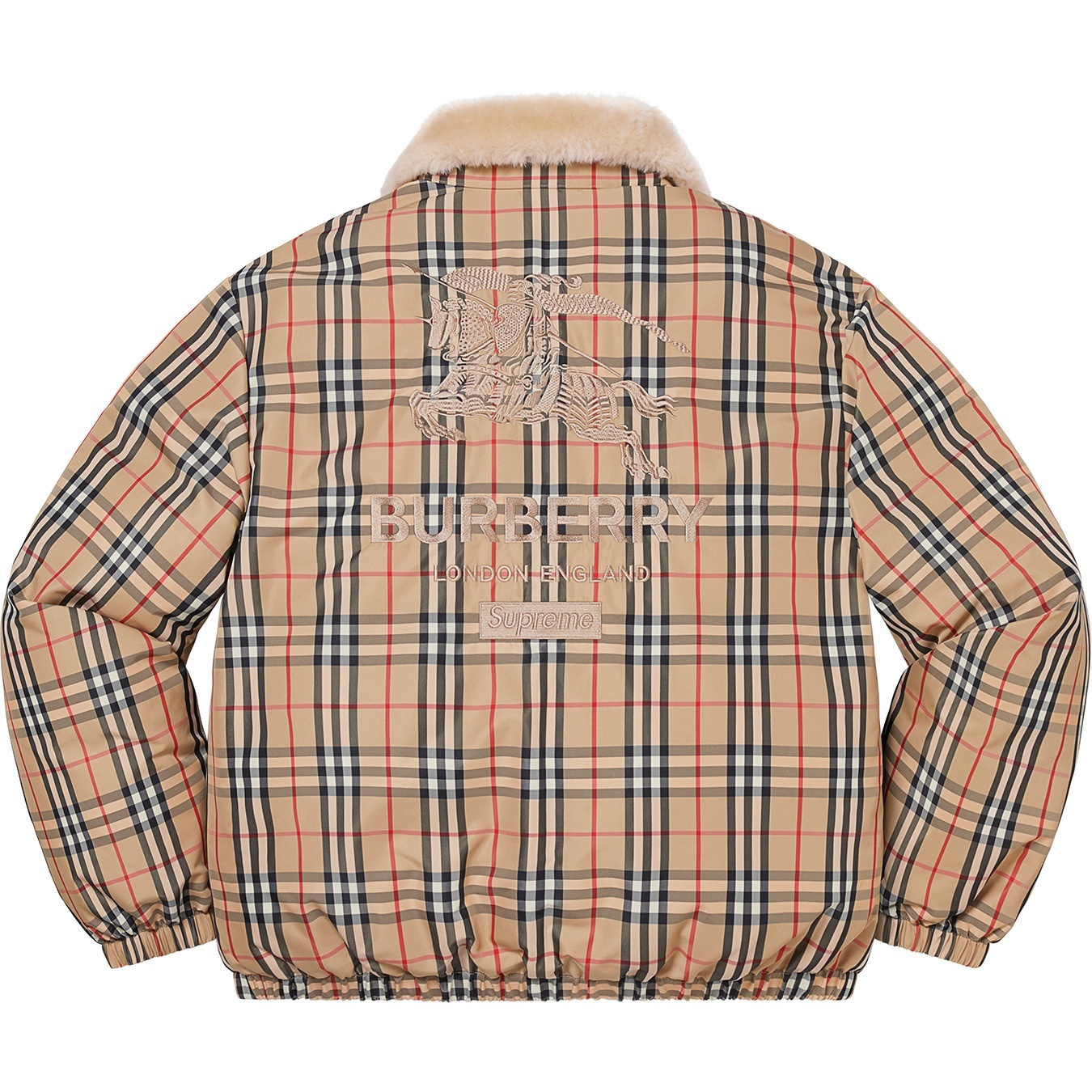 Supreme®/Burberry®Shearling Collar Down Puffer Jacket view 7